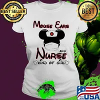Disney mickey mouse ears and nurse kind of girl mask s Ladies tee
