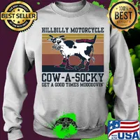 Hillbilly motorcycle cow a socky get a good times mooooovin' vintage s Sweater