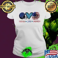 Hockey love heart sunflower American flag veteran Independence Day s Ladies tee