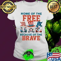 Home of the free because of the brave santa American flag veteran Independence Day s Ladies tee