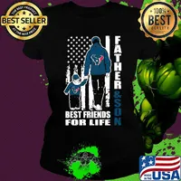 Houston texans father and son best friends for life american flag happy father's day s Ladies tee