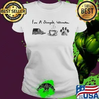 I'm a simple woman american flag coffee and paw dog s Ladies tee
