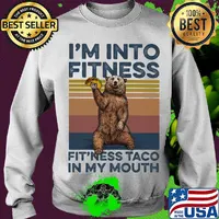 I'm into fitness fit'ness taco in my mouth bear vintage s Sweater
