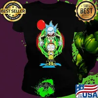 Joker rick and morty georgia pennywise holding balloon s Ladies tee