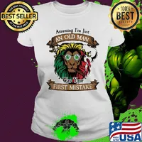 Lion smoking assuming I'm just an old lady was your first mistake vintage s Ladies tee