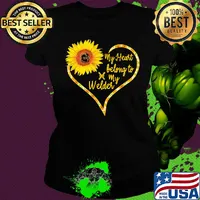 Love sunflower my heart belong to my welder heart s Ladies tee