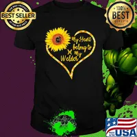 Love sunflower my heart belong to my welder heart shirt