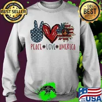 Peace love American flag veteran Independence Day heart s Sweater