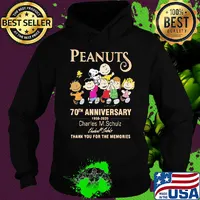 Peanuts 70th anniversary 1950 2020 charles m.schulz thank you for the memories signature s Hoodie
