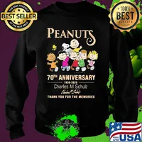 Peanuts 70th anniversary 1950 2020 charles m.schulz thank you for the memories signature s Sweater
