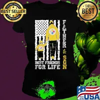 Pittsburgh steelers father and son best friends for life american flag happy father's day s Ladies tee