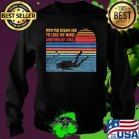 Scuba diving into the ocean I go to lose my mind and find my soul vintage s Sweater