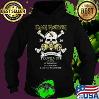Skull Iron Maiden 2020 pandemic covid-19 in case of emergency cut this shirt and use it as toilet paper mask s Hoodie