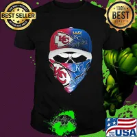 Skull mask kansas city chiefs and kansas city royals shirt