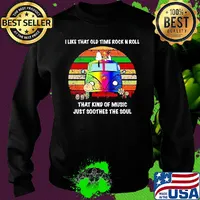 Snoopy and charlie brown I like that old time Rock N Roll that kind of music just soothes the soul vintage s Sweater