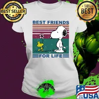 Snoopy and woodstock best friends for life vintage s Ladies tee