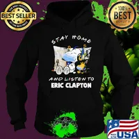 Snoopy wear mask stay home and listen to eric clapton covid-19 s Hoodie