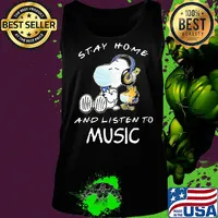 Snoopy wear mask stay home and listen to music covid-19 s Tank top
