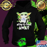 Star wars baby yoda hug dry hand wash stay 6 feet away mask covid-19 s Hoodie