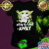 Star wars baby yoda hug dry hand wash stay 6 feet away mask covid-19 s Ladies tee
