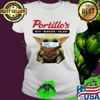Star wars baby yoda hug portillo’s beef burgers salads mask covid-19 s Ladies tee