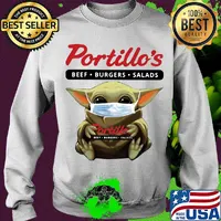 Star wars baby yoda hug portillo’s beef burgers salads mask covid-19 s Sweater