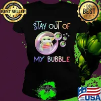 Star wars baby yoda mask hug frito lay stay out of my bubble covid-19 s Ladies tee