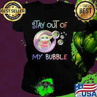 Star wars baby yoda mask hug tyson stay out of my bubble covid-19 s Ladies tee
