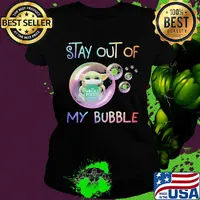 Star wars baby yoda mask hug whole foods market stay out of my bubble covid-19 s Ladies tee
