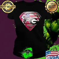 Superman atlanta falconsand and georgia bulldogs american flag independence day s Ladies tee