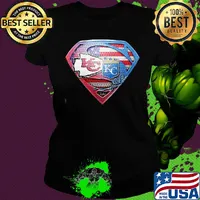 Superman kansas city chiefs and kansas city royals american flag independence day s Ladies tee