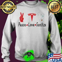 Tesla gigafactory peace love sanitize covid-19 s Sweater