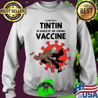 The adventures of tintin in search of the corona vaccine mask Scooter red Dog s Sweater