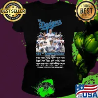 The los angeles dodgers baseball team 137th anniversary 1871 2021 thank you for the memories signatures s Ladies tee