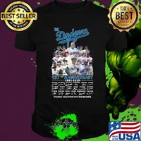 The los angeles dodgers baseball team 137th anniversary 1871 2021 thank you for the memories signatures shirt