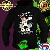 Unicorn dabbing May birthday 2020 mask the year when shit got real quarantined toilet paper s Hoodie