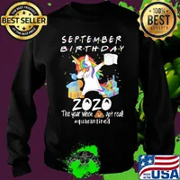 Unicorn dabbing September birthday 2020 mask the year when shit got real quarantined toilet paper s Sweater