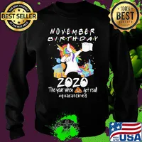 Unicorn November irthday 2020 mask the year when shit hgot real quarantined toilet paper s Sweater