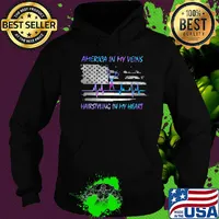 America in my vein hairstying in my heart flag veteran Independence Day s Hoodie