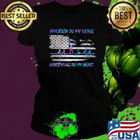 America in my vein hairstying in my heart flag veteran Independence Day s Ladies tee