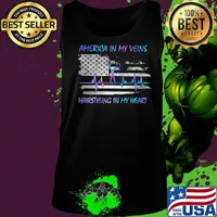 America in my vein hairstying in my heart flag veteran Independence Day s Tank top