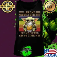 Baby yoda i like my whiskey straight but my friends can go either way vintage retro s Tank top