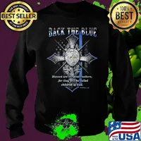Back the blue Olice American flag blessed are the peacemakers for thwy will be called chidren of God s Sweater