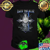 Back the blue Olice American flag blessed are the peacemakers for thwy will be called chidren of God shirt