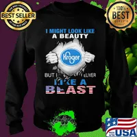 Blood insides I might look like a beauty kroger but I deliver like a beast american flag independence day s Sweater