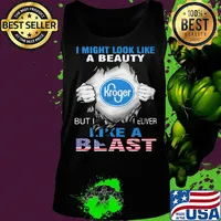 Blood insides I might look like a beauty kroger but I deliver like a beast american flag independence day s Tank top