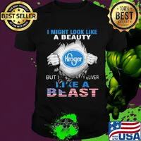Blood insides I might look like a beauty kroger but I deliver like a beast american flag independence day shirt