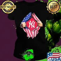 Blood insides new york yankees american flag independence day s Ladies tee
