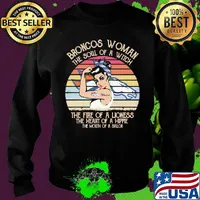 Broncos woman the soul of a witch the fire of a Lioness Vintage retro s Sweater