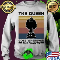 Chess the queen goes wherever she wants line vintage retro s Sweater